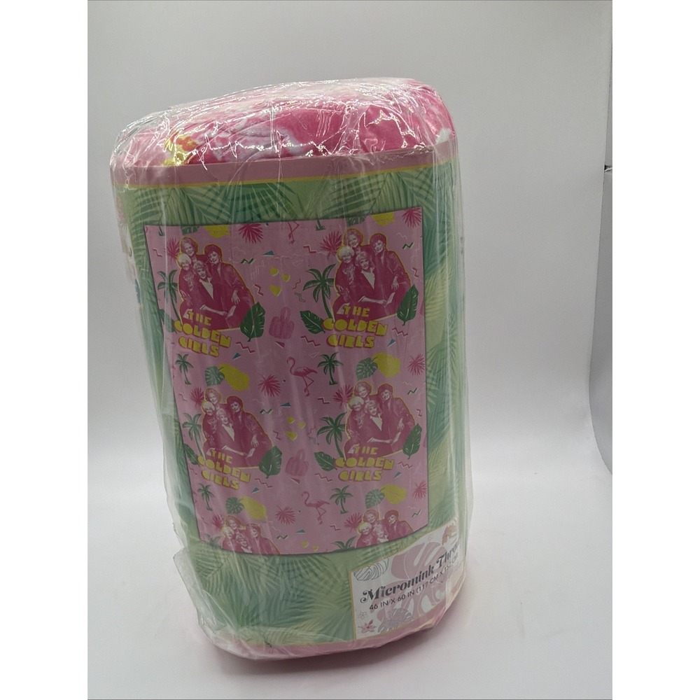 Golden Girls Blanket Micromink Throw 46x60 Pink Tropical‎ New
